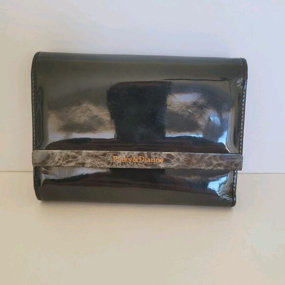 Pinky & Dianne Glam Designer Medium Patent Leather Gray Marble Folding - Picture 1 of 8